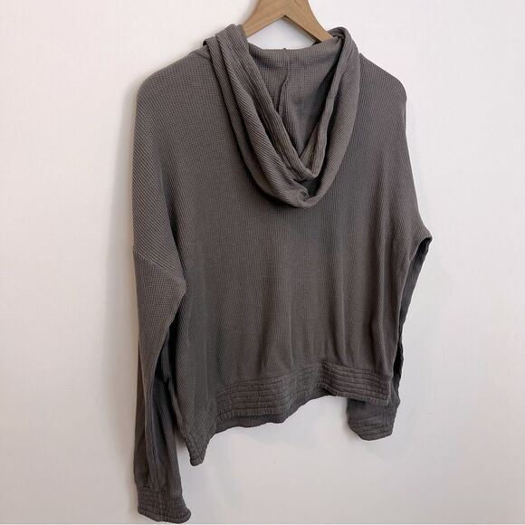 Pact Waffle Thermal Pullover Hoodie Grey/Purple Organic Cotton Size Large - Picture 12 of 15